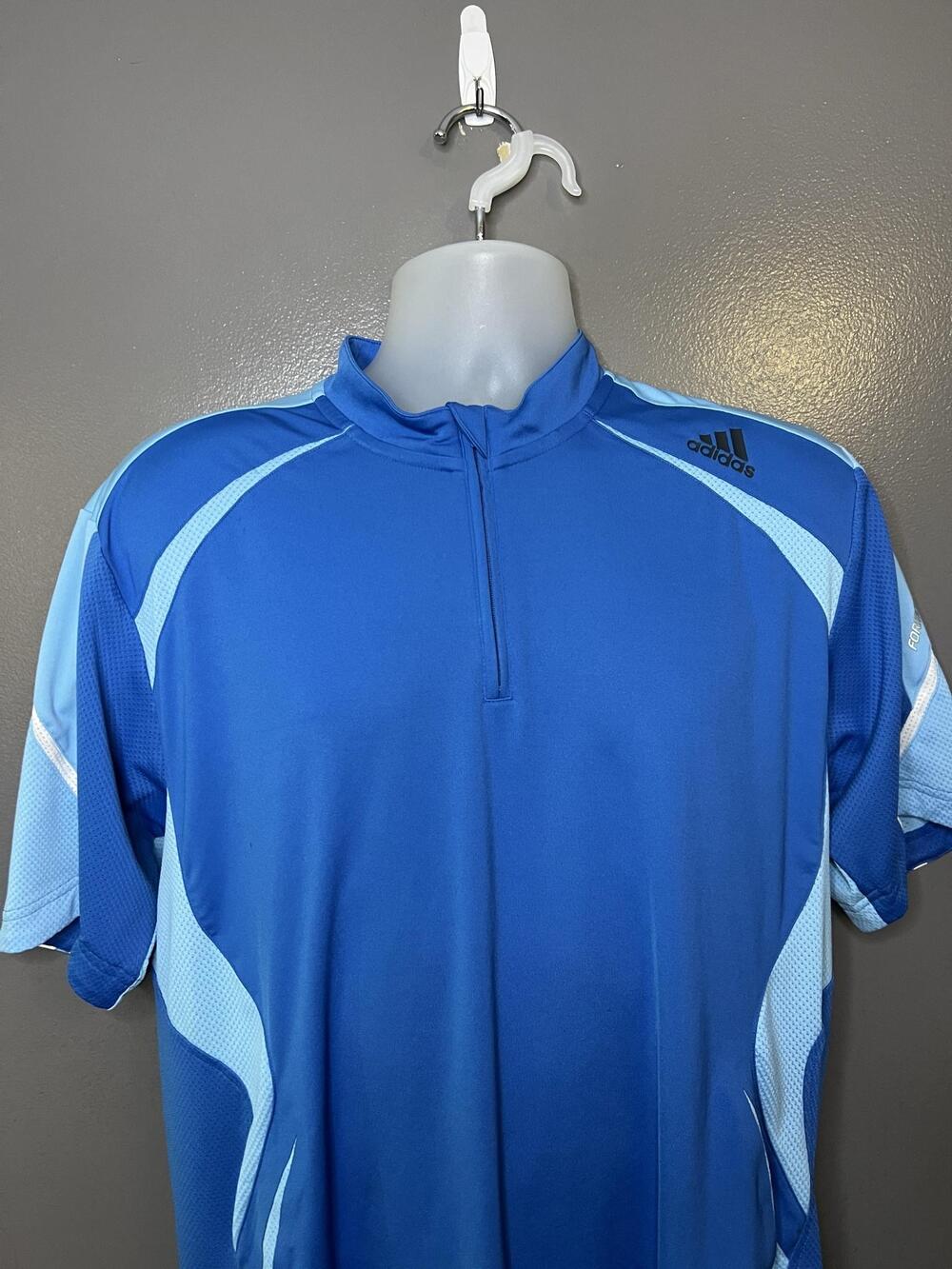 Vintage Adidas Shirt Mens Medium 2005 Blue Formotion 1/4 Zip Mock Neck Mesh